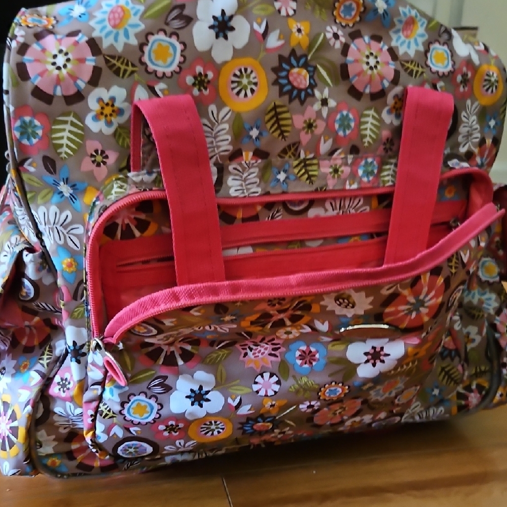 Floral Baby Bag with Pink Straps